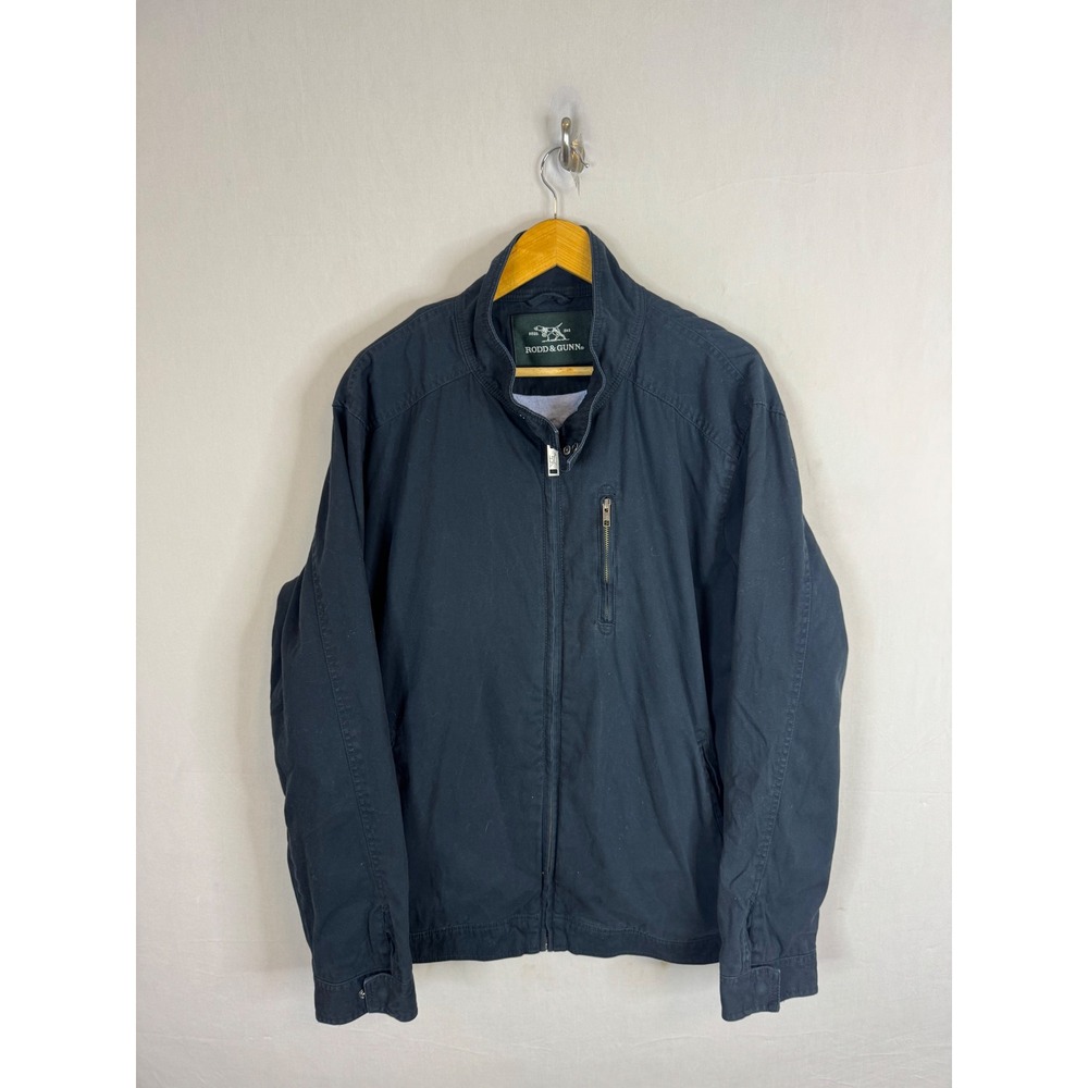 Rodd & Gunn Navy Blue Cotton Full Zip Bomber Jacket 2XL BP0596